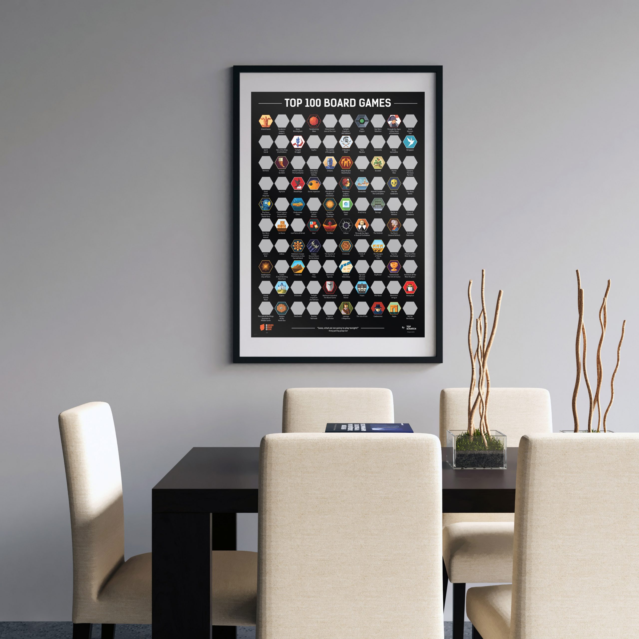 Скретч-постер "Топ 100 настільних ігор"