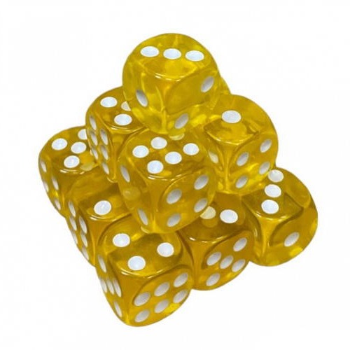 Кубик D6 прозорий з точками (жовтий)