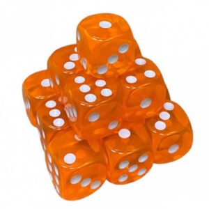 Кубик D6 прозорий з точками (помаранчевий) купити
