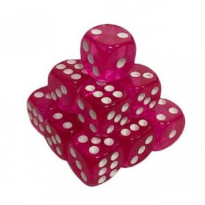 Кубик D6 прозорий з точками (рожевий) купити