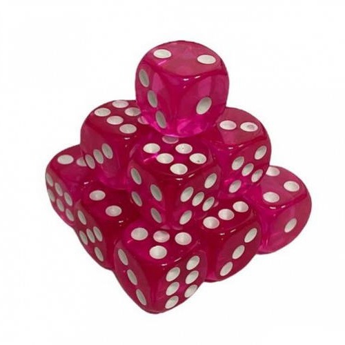 Кубик D6 прозорий з точками (рожевий)