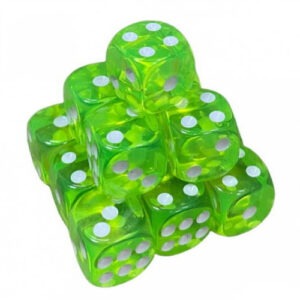 Кубик D6 прозорий з точками (салатовий) купити
