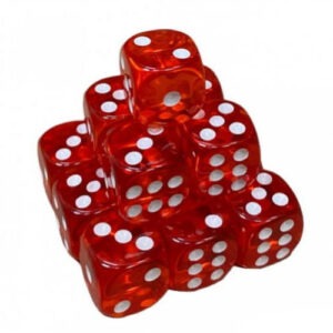 Кубик D6 прозорий з точками (червоний) купити