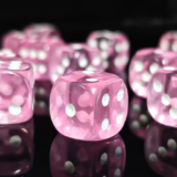 Кубик D6 прозорий з точками (рожевий)