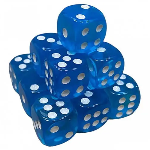 Кубик D6 прозорий з точками (синій)
