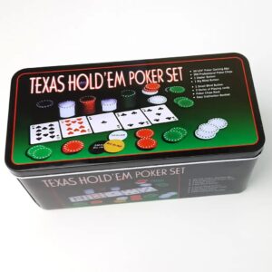 Покерний набір 200 фішок з номіналом + сукно (бляшана коробка) купити