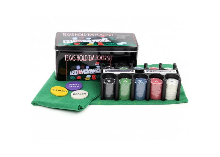 Покерний набір 200 фішок з номіналом + сукно (бляшана коробка) - Зображення 5