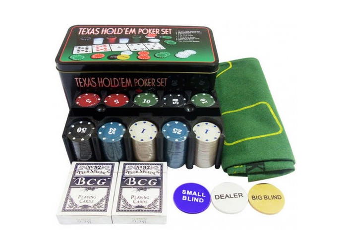 Покерний набір 200 фішок з номіналом + сукно (бляшана коробка) - Зображення 3