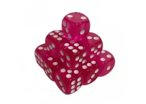 Кубик D6 прозорий з точками (малиновий) купити