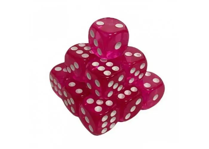 Кубик D6 прозорий з точками (малиновий)